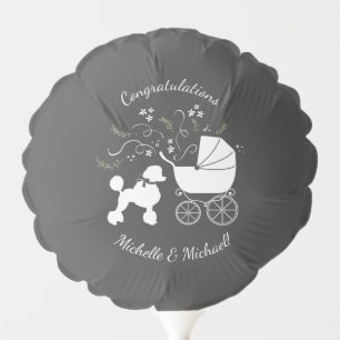 French Poodle Dog Baby Shower Puppy Grey Balloon