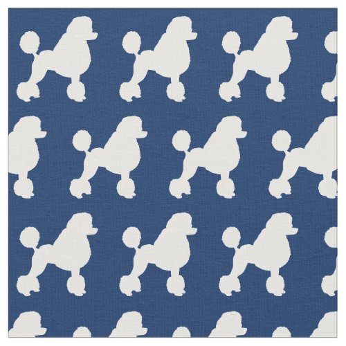 French Poodle Dog Silhouette Pet Navy Blue Fabric