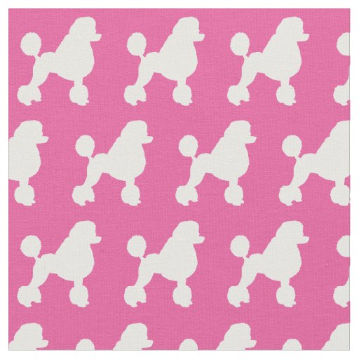 French Poodle Dog Silhouette Pet Pink Fabric