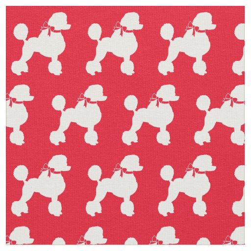 French Poodle Dog Silhouette Pet Red Fabric