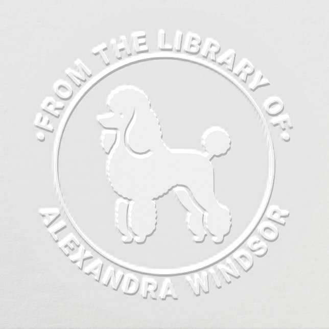 French Poodle Dog Standing Sil Library Book Name Embosser (Design)