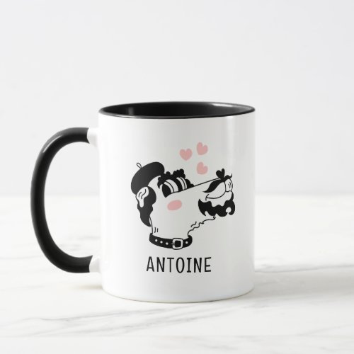 French Poodle Dog Wearing Beret Personalized Name Mug