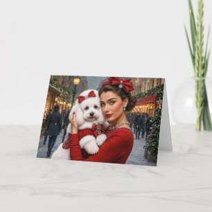 French Poodle Holiday Card