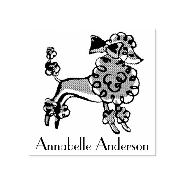 French Poodle Personalize Rubber Stamp (Imprint)