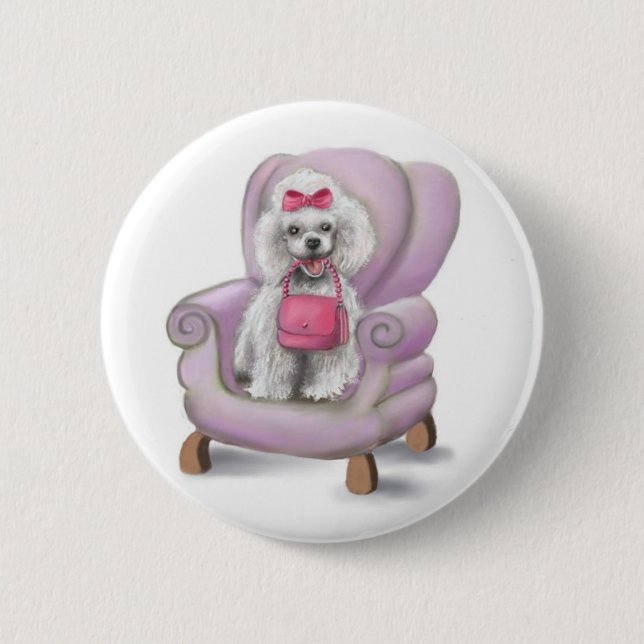 French Poodle Pinback Button (Front)