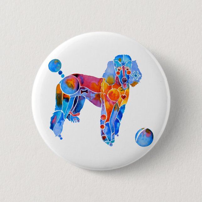 French Poodle Pinback Button (Front)