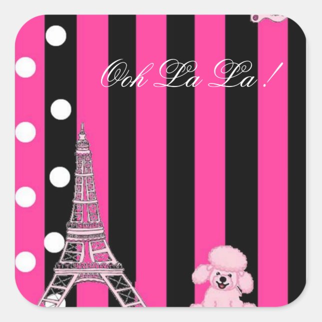 French Poodle Square Sticker (Front)