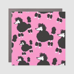 French poodle: vintage illustration pattern. car magnet