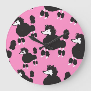 French poodle: vintage illustration pattern. large clock