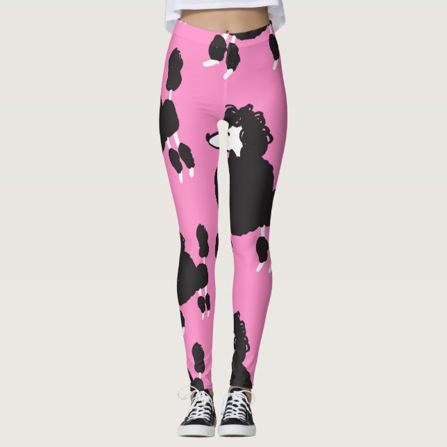 French poodle: vintage illustration pattern. leggings (Front)