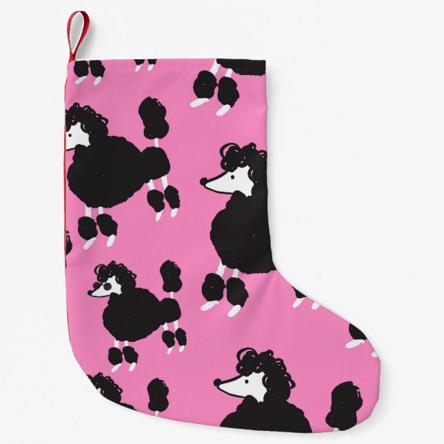 French poodle: vintage illustration pattern. small christmas stocking (Front)