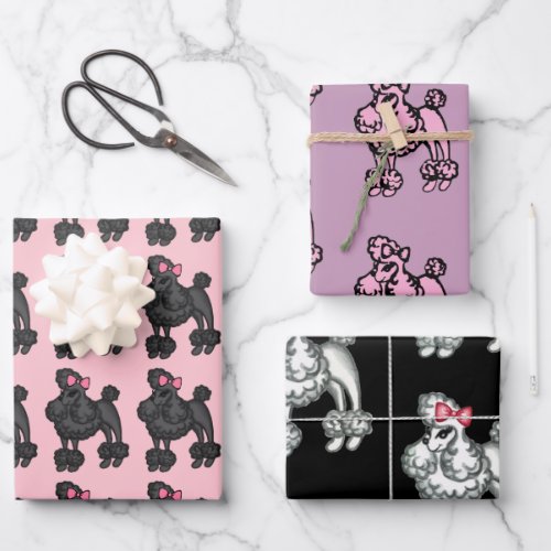 French Poodles Wrapping Paper Set