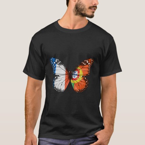French Portuguese Flag Butterfly T_Shirt
