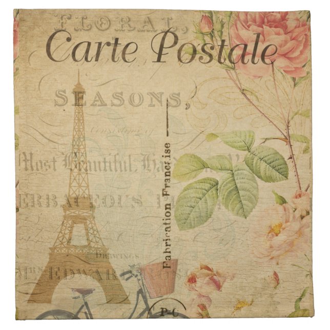 French Postcard Cloth Napkin (Front)