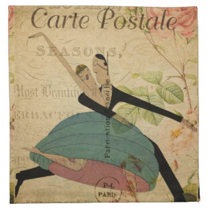 French Postcard Cloth Napkin