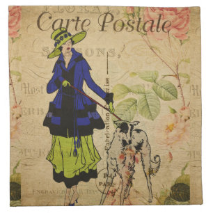 French Postcard Cloth Napkin