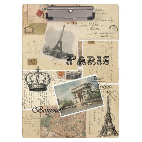 French Postcard Collage Clipboard