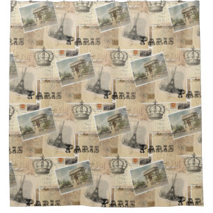 French Postcard Paris Shower Curtain