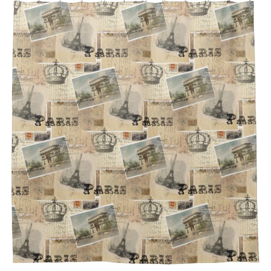 French Postcard Paris Shower Curtain Zazzle Com