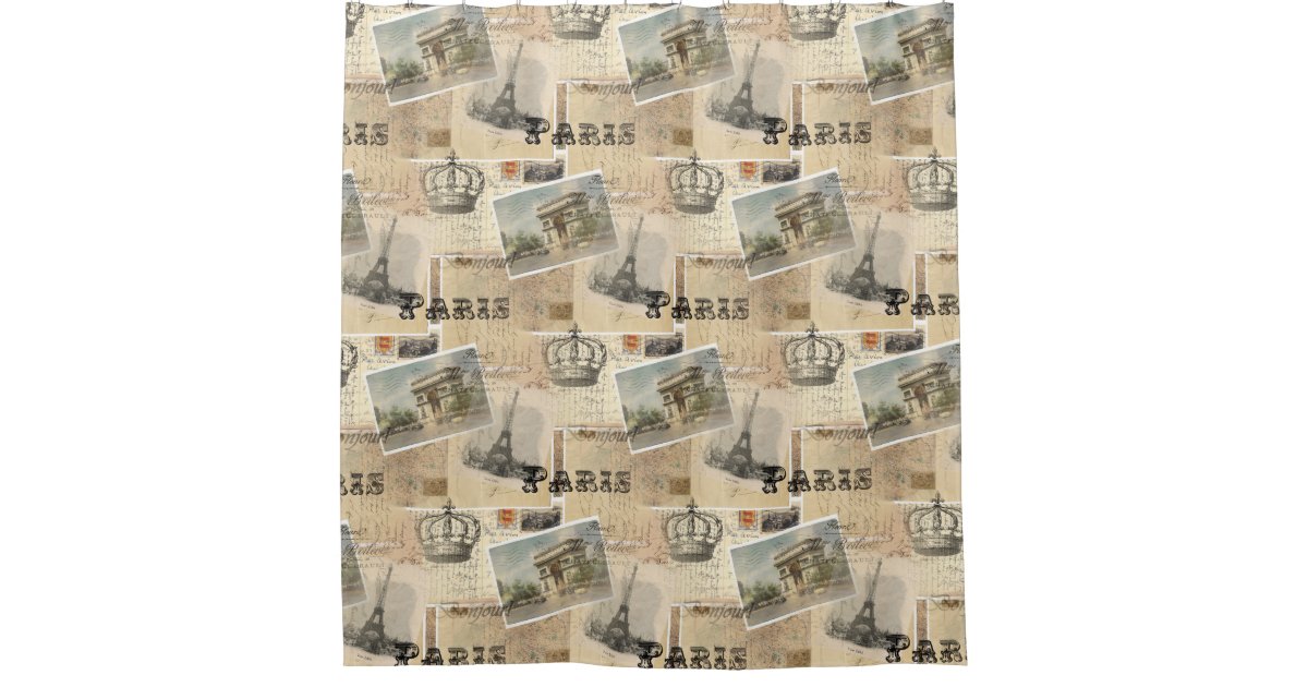 French Postcard Paris Shower Curtain Zazzle Com