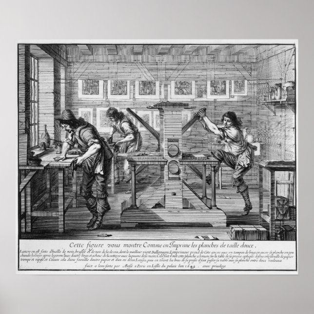 French printing press, 1642 poster (Front)