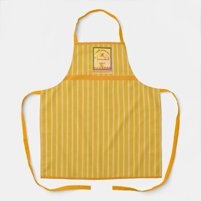 French Provence Marmalade Orange Stripes Trim Apron (Front)
