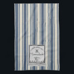 French Provence Marmalade Vintage French Kitchen Towel<br><div class="desc">Vintage French blue and cream French style vertical stripes with French Provence Marmalade text on label. Label designed by PatriciaVilla.</div>