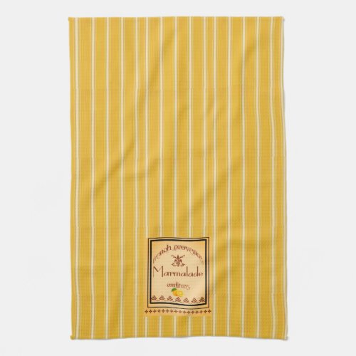 French Provence Yellow Stripes with Text Design Kitchen Towel