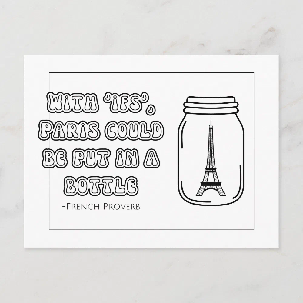 French Proverb Coloring Postcard