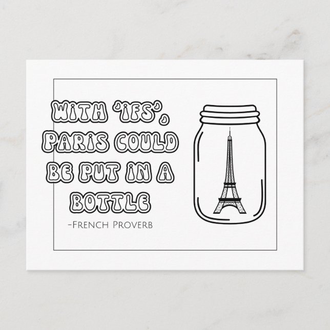 French Proverb Coloring Postcard (Front)