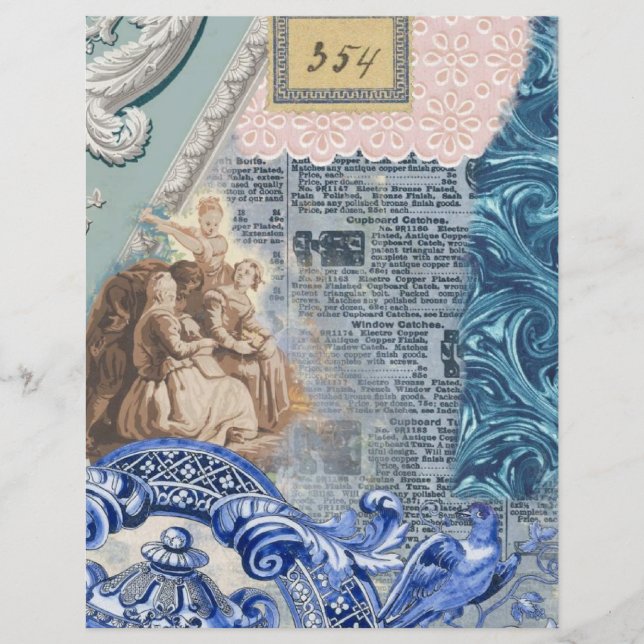 French Provincial Collage Scrapbook Paper (Front)