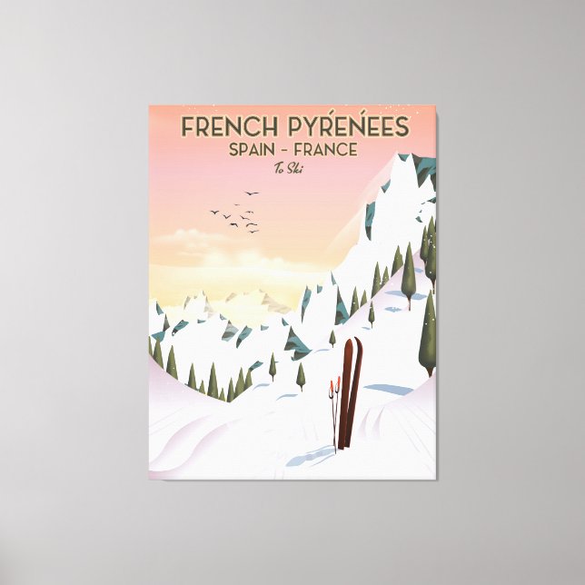 French Pyrénées Ski poster Canvas Print (Front)