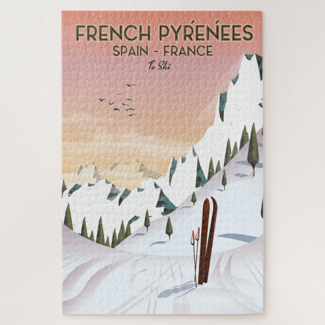 French Pyrénées Ski poster Jigsaw Puzzle (Vertical)