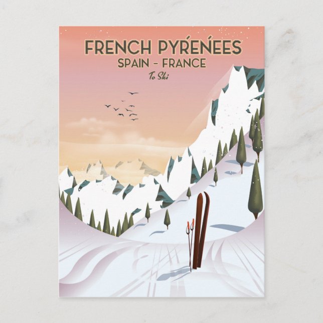 French Pyrénées Ski poster Postcard (Front)