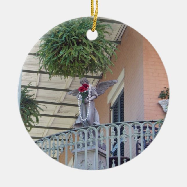 French Quarter Angel Ceramic Ornament (Front)