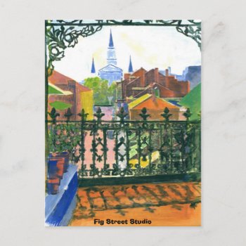 French Quarter Balcony  Fig Street Studio Postcard by figstreetstudio at Zazzle