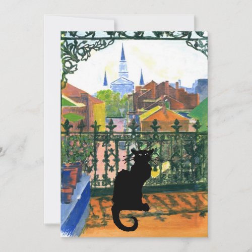 French Quarter Balcony with Black Cat Note Card