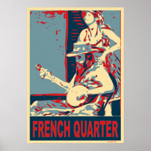 French Quarter Banjo Player Poster