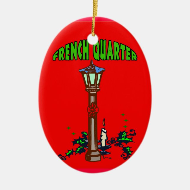 French Quarter Christmas Ceramic Ornament (Front)