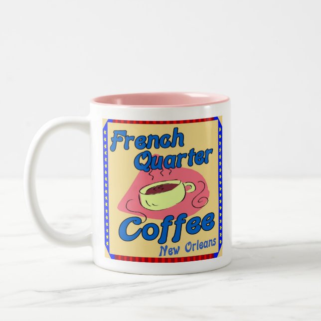 French Quarter Coffee Shop Two-Tone Coffee Mug (Left)