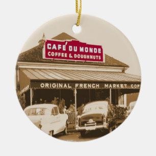 French Quarter Coffee Stand 1950 Ceramic Ornament