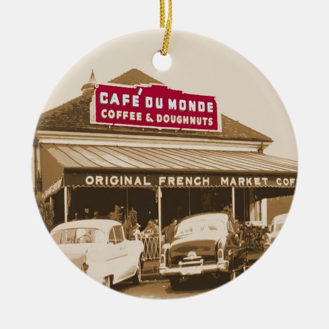 French Quarter Coffee Stand 1950 Ceramic Ornament (Front)