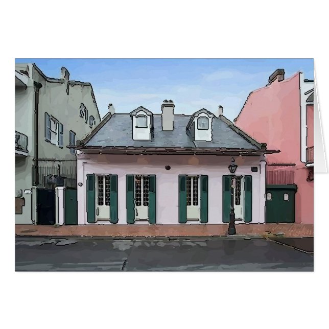 French Quarter Cottage Seasons Greetings Card (Front Horizontal)