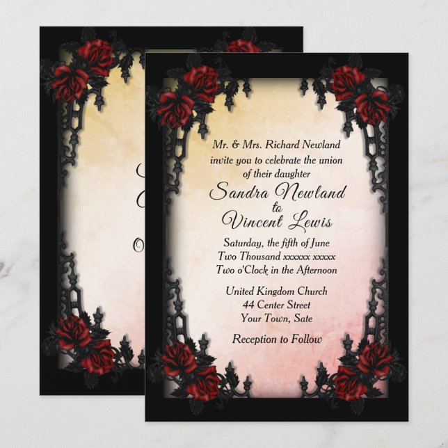  French Quarter Goth Creamy Peach Victorian Invitation (Front/Back)