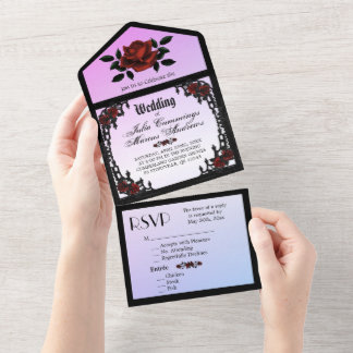 French Quarter Goth Purple Wedding Invitation
