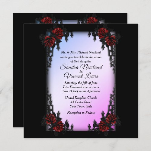 French Quarter Goth Purple Wedding Invitation