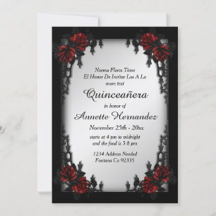 French Quarter Goth Silver Quinceañera Invitation