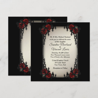 French Quarter Goth Theme Antique Gold Wedding Invitation