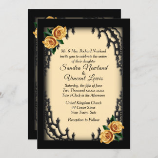 French Quarter Goth Yellow Rose Yellow Wedding   Invitation