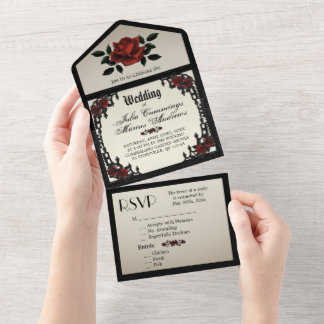 French Quarter Gothic Antique Gold All In One Invitation